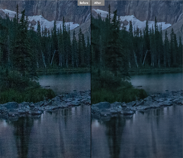 Before and after noise reduction