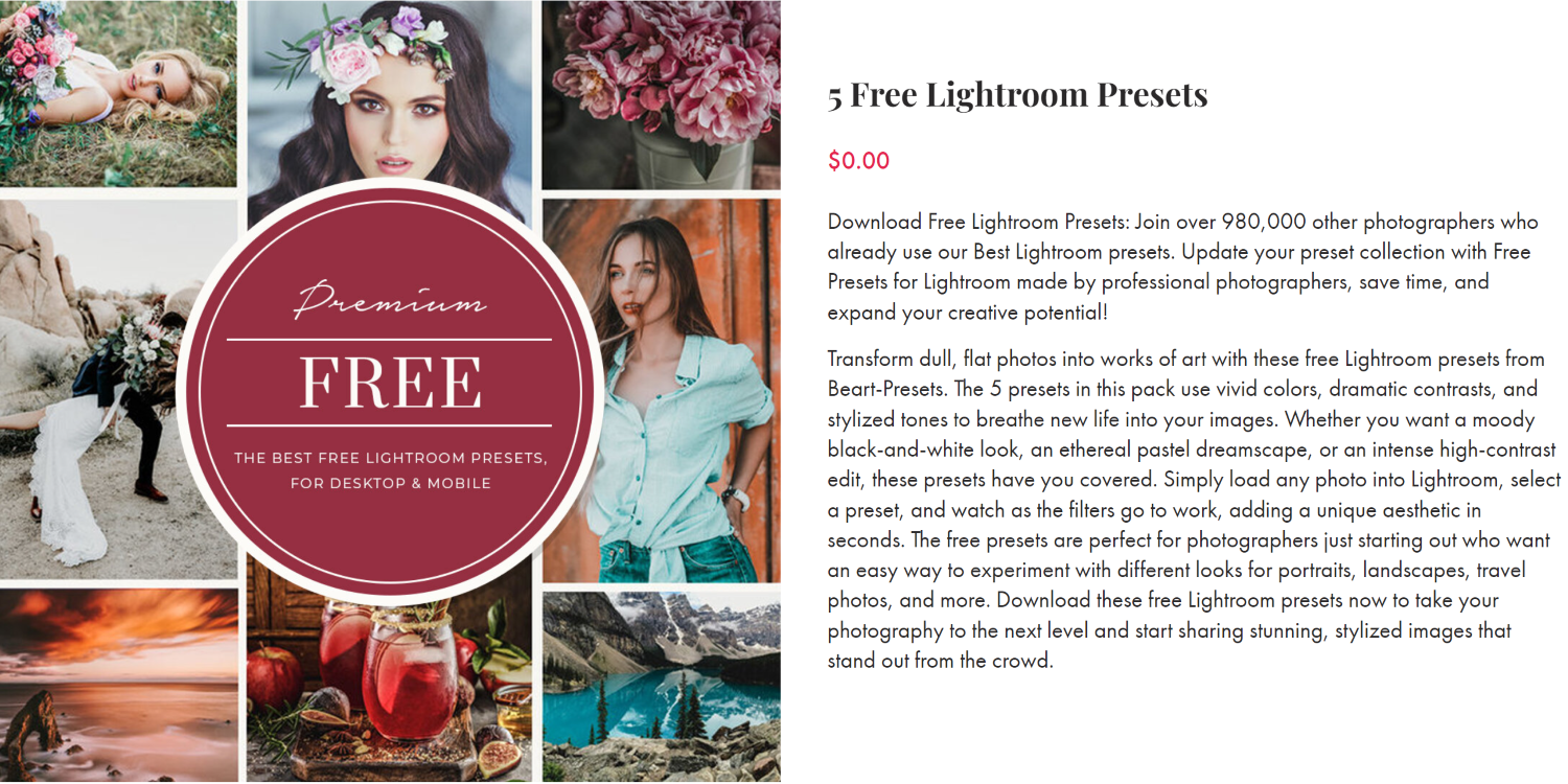 5 Free Lightroom Presets