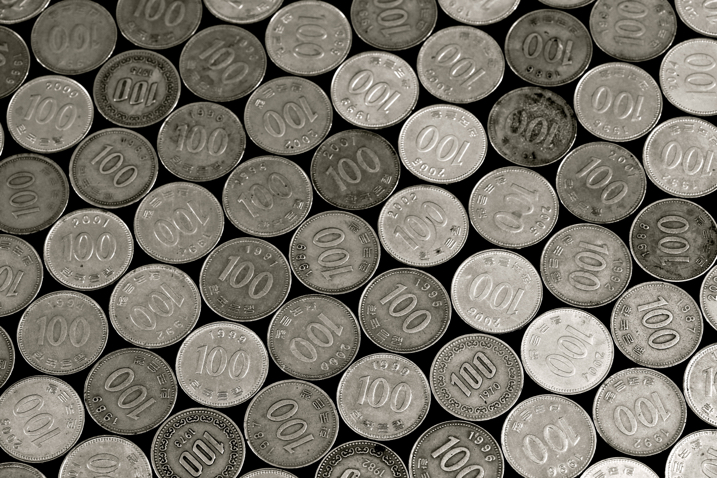 Coins on a table