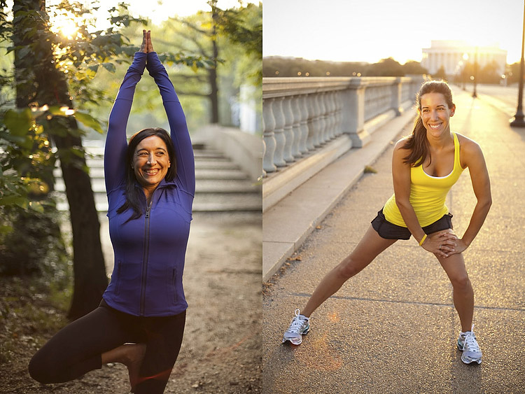 athletes with reflector lighting