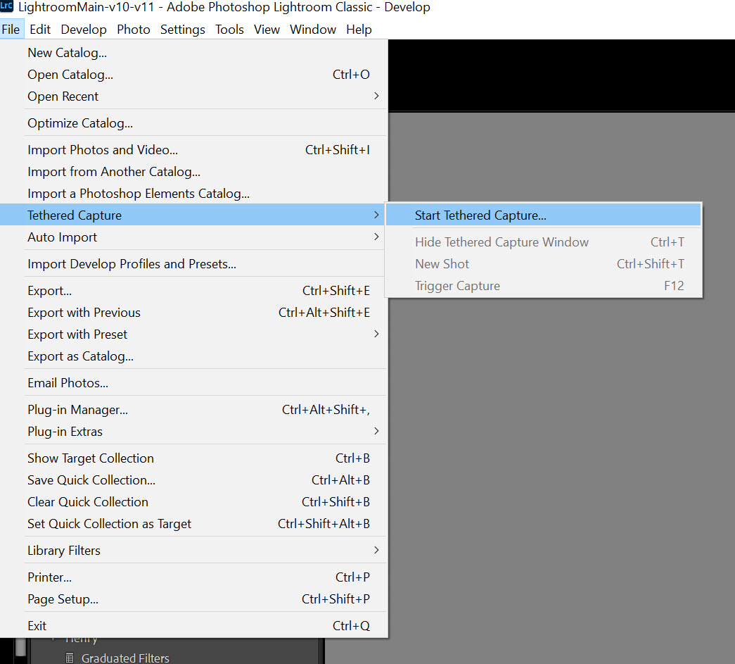 using Lightroom's Tethered Capture feature