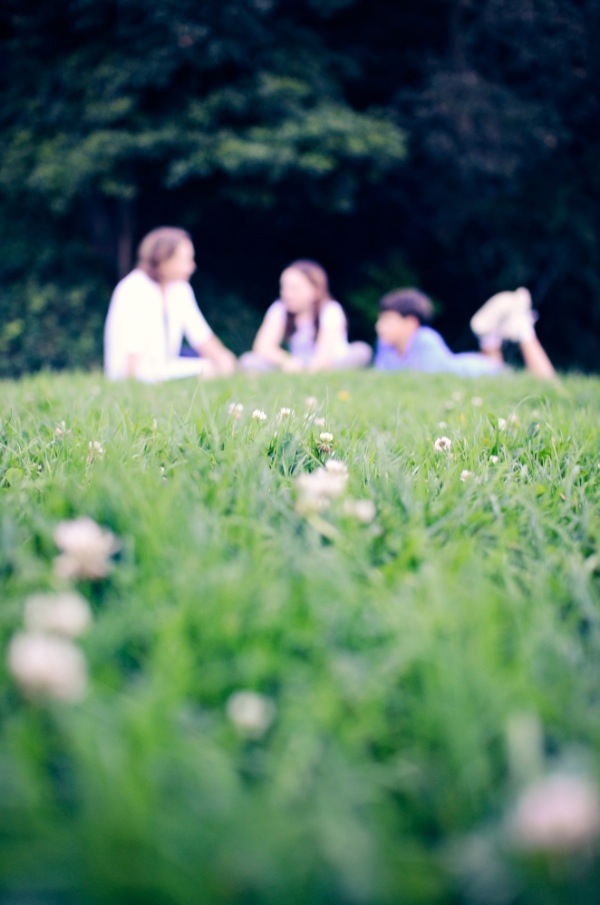 Bokeh photography example family in the grass