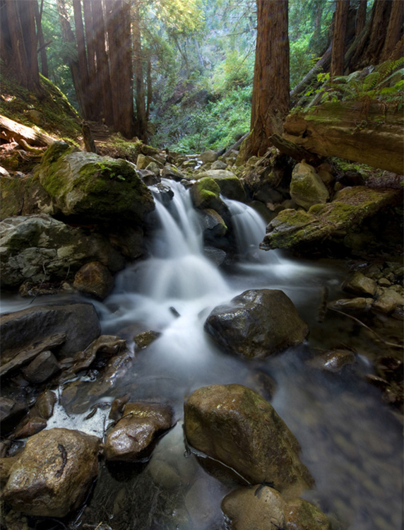 shaded light waterfall