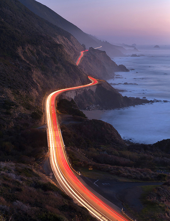 Big Sur light trail highway 