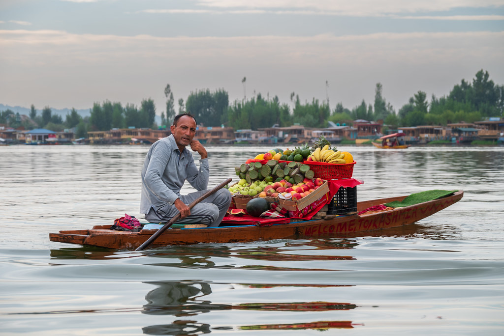 Fruit vendor on Dal Lake, Kashmir, India