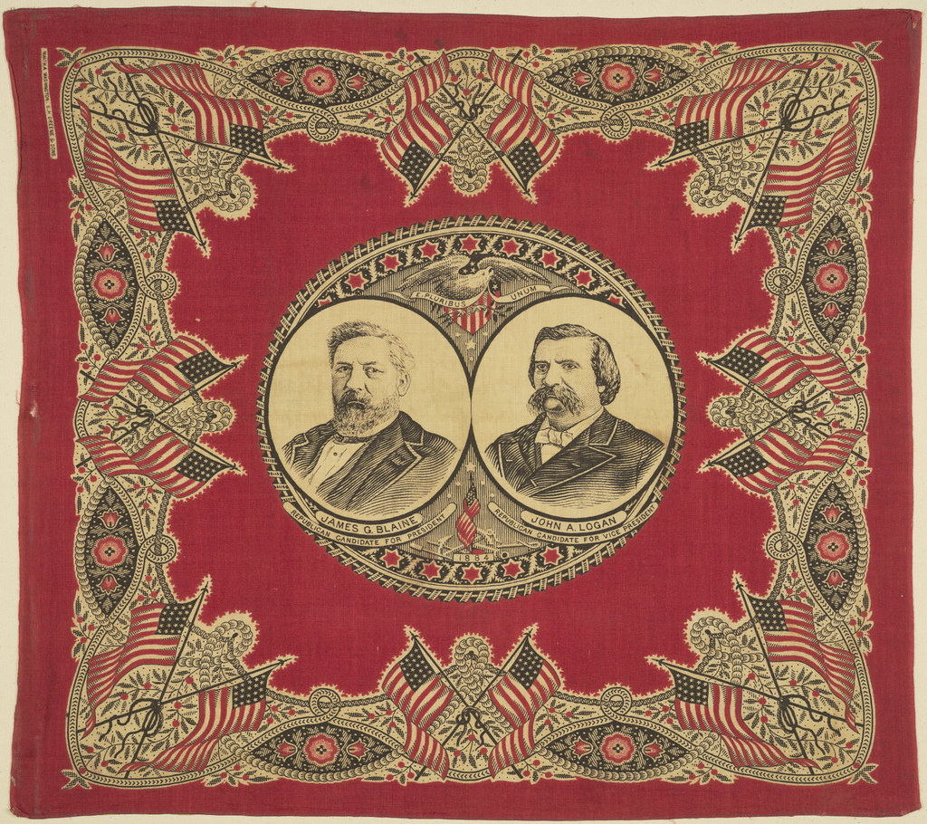 Blaine-Logan Portrait Handkerchief, 1884