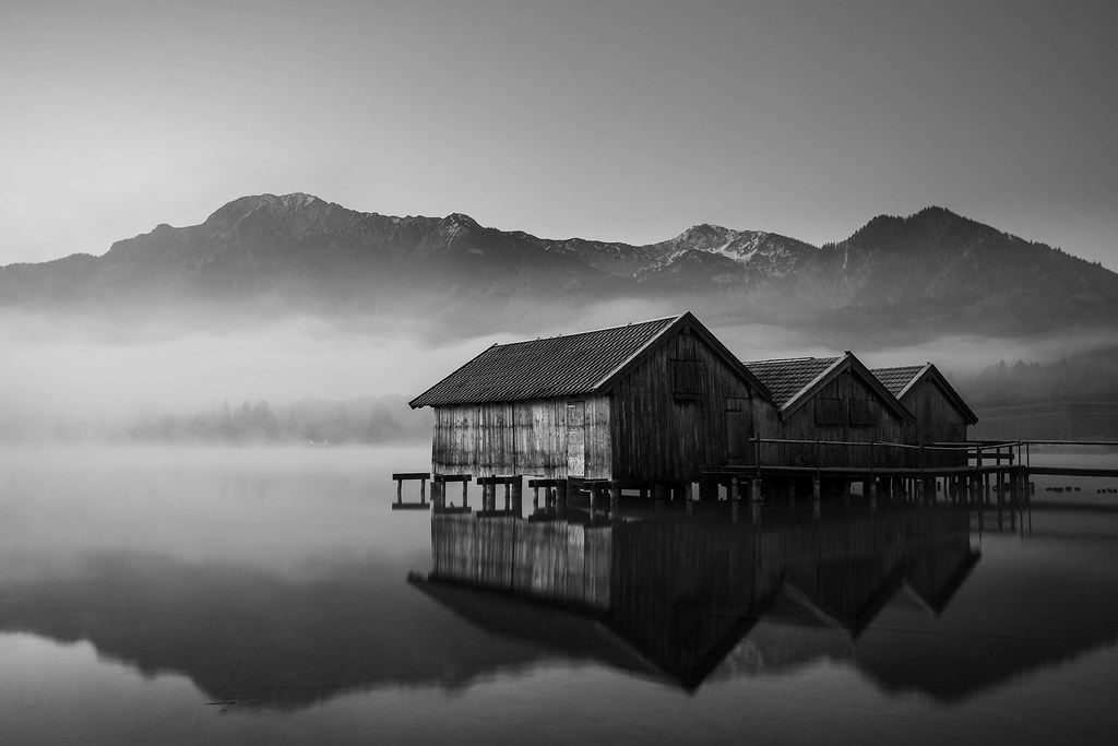 Bavarian boat house trio (B/W version) [explored 2024/11/28]