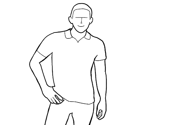 man with one hand on hip