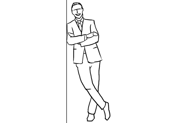 man leaning sideways against a wall