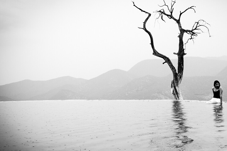 negative space in photography woman near tree