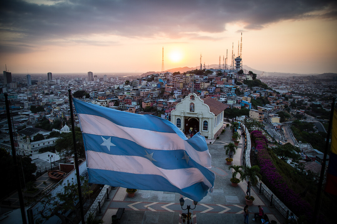 flag above a city Negative space photography