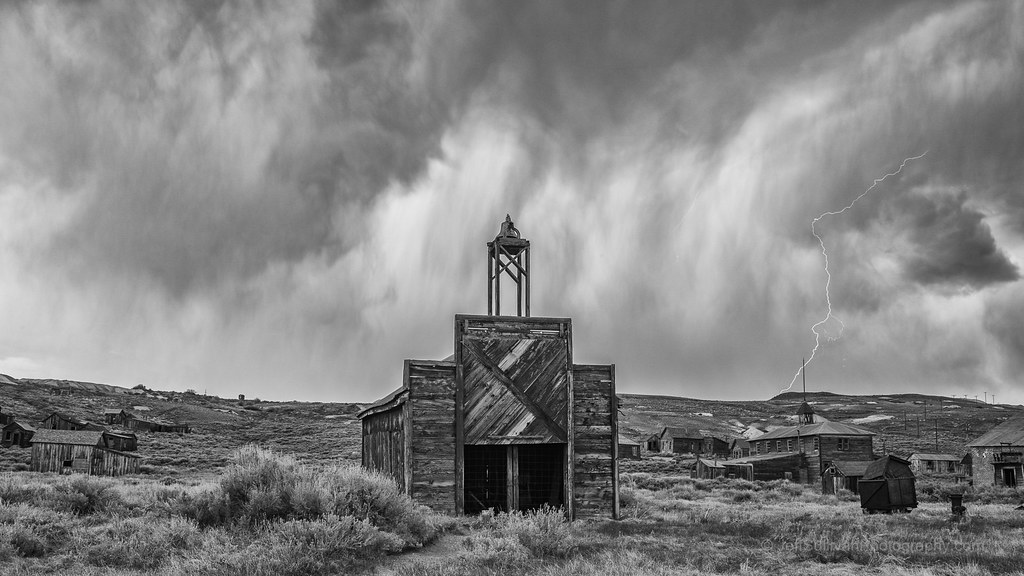 Lightning Over Bodie Firehouse