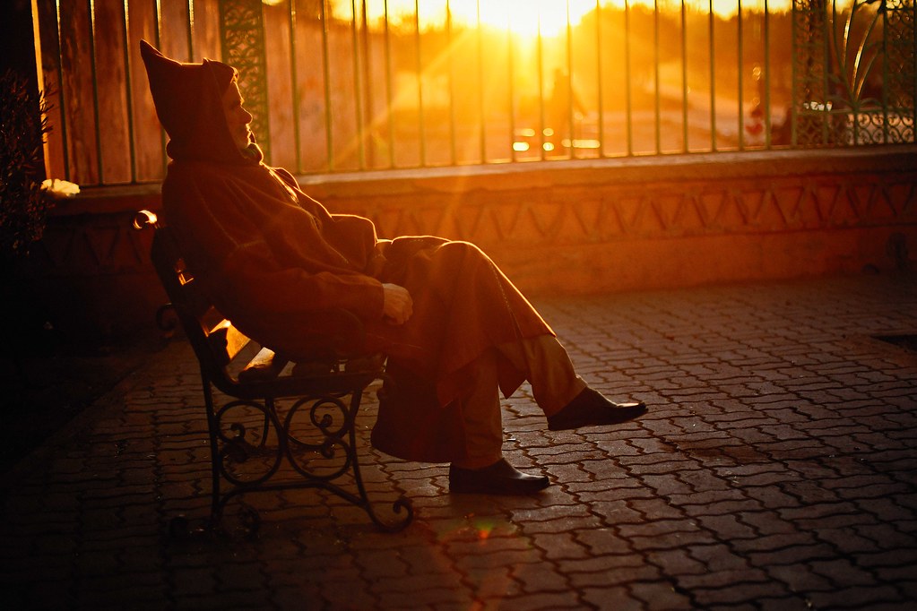 Local man relaxing under the sunset