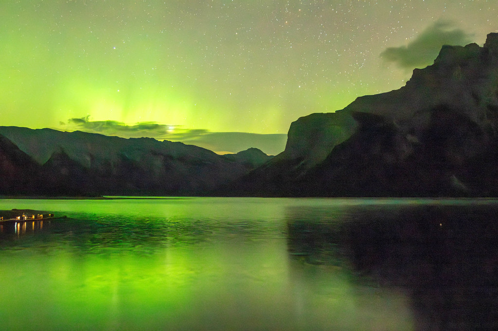 Lake, Mountains, Aurora