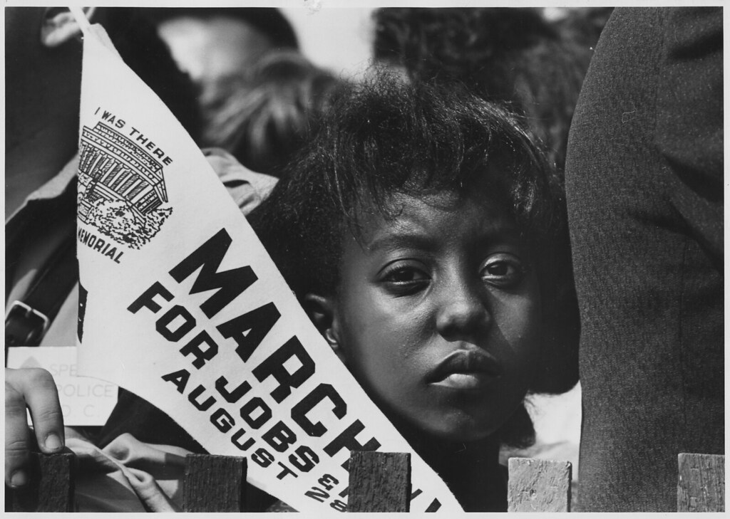 Photograph of a Young Woman at the Civil Rights March on Washington, D.C. with a Banner, 08/28/1963